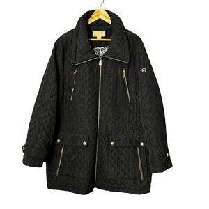 Michael Kors Womens Quilted Puffer Jacket Removable Hood Size 3X